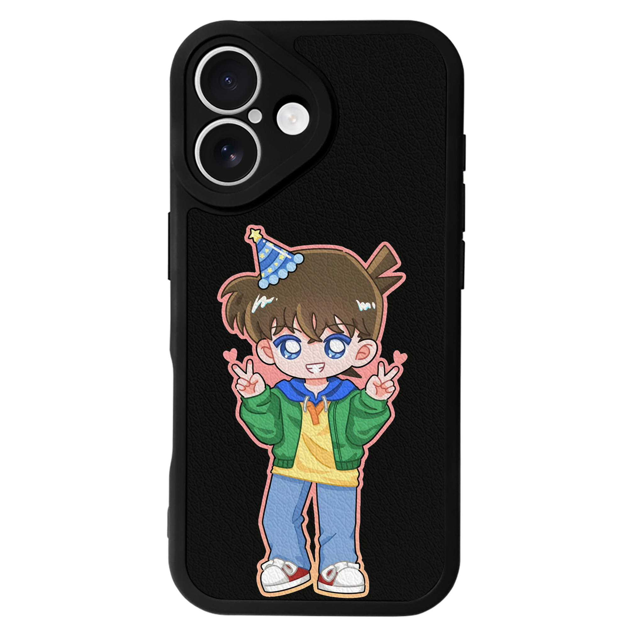 （画像用） 名探偵コナン 江戸川 コナン Detective Conan Conan Edogawa 【iPhone 16シリーズ対応】シリコンスマホケース（レザー調） 材質：シリコン